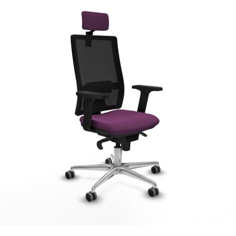 Horna sincro malla negra similpiel morado brazos 2D base aluminio cabecero 2D ruedas 65mm engomadas