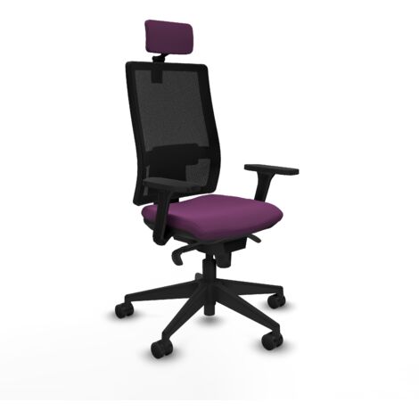 Horna sincro malla negra similpiel morado brazos 3D base piramidal cabecero 2D ruedas 65mm nailon