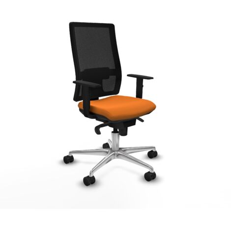Horna sincro malla negra similpiel naranja brazos 1D base aluminio  ruedas 65mm nailon