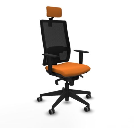 Horna sincro malla negra similpiel naranja brazos 1D base piramidal cabecero 2D ruedas 65mm engomadas