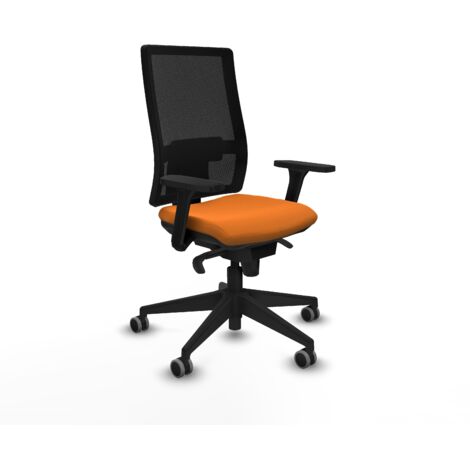 Horna sincro malla negra similpiel naranja brazos 3D base piramidal  ruedas 65mm engomadas