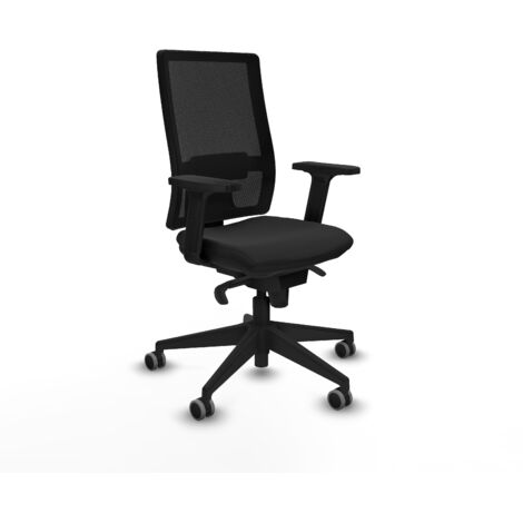 Horna sincro malla negra similpiel negro brazos 2D base piramidal  ruedas 65mm engomadas