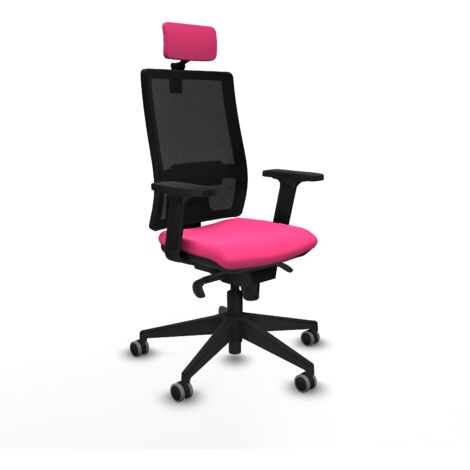Horna sincro malla negra similpiel rosa brazos 2D base piramidal cabecero 2D ruedas 65mm engomadas