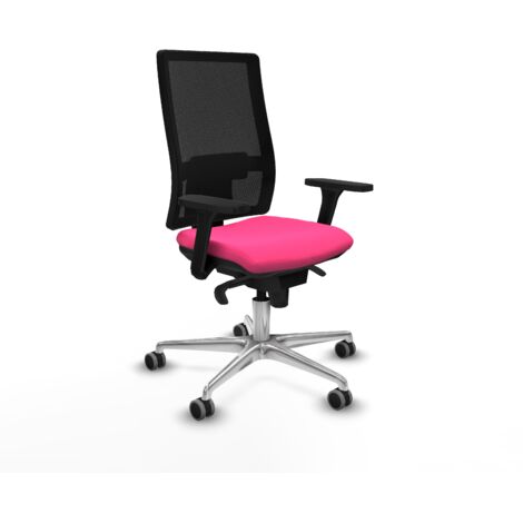 Horna sincro malla negra similpiel rosa brazos 3D base aluminio  ruedas 65mm engomadas