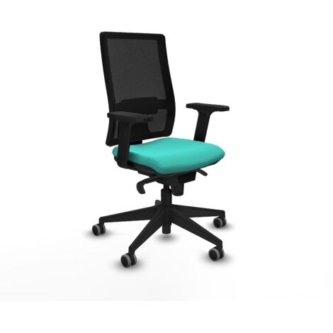 Horna sincro malla negra similpiel turquesa brazos 2D base piramidal  ruedas 65mm engomadas