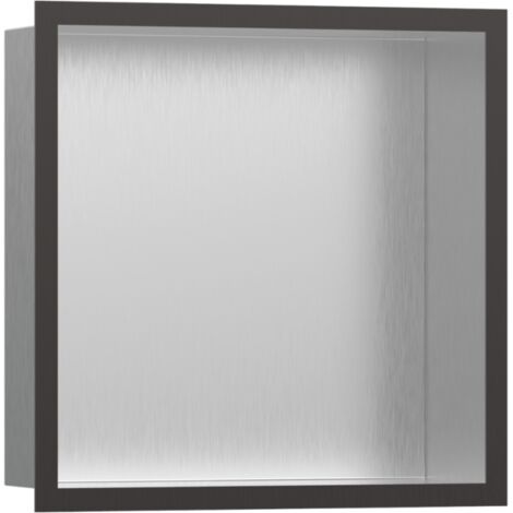 Hornacina de pared con base de acero HANSGROHE XtraStoris marco de cromo cepillado negro