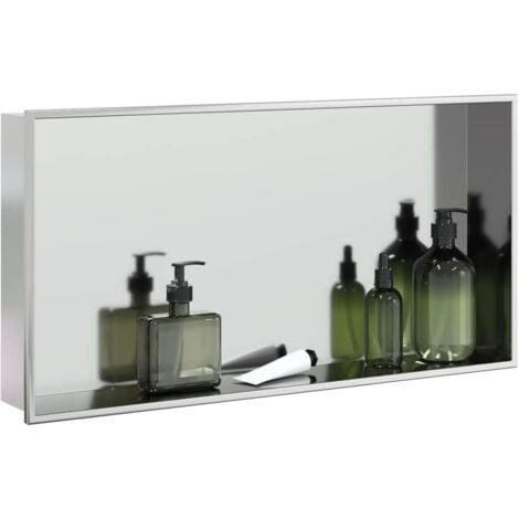 TORANA Hornacina ducha acero inoxidable plateado cepillado 62x32x9 cm