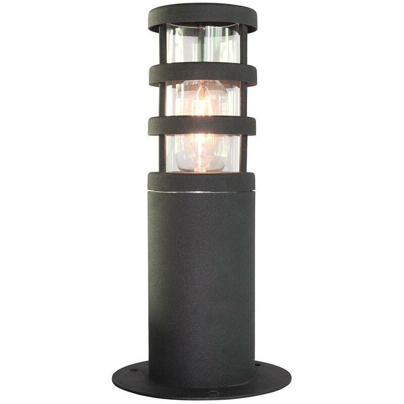 Elstead Hornbaek - 1 Light Outdoor Pedestal Lantern Black, 304 Ss IP44, E27