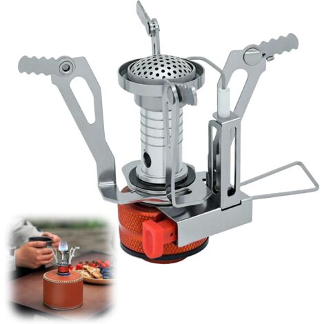 Hornilla de gas para camping, hornilla/taza de propano portátil ultraligera y ajustable, para senderismo, trekking, camping, picnics y actividades al aire libre (naranja)