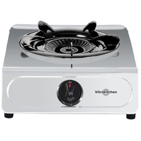 Hornillo de Gas Vitrokitchen 160IB, 1 Fuego, Acero Inox, Seguridad Termopar