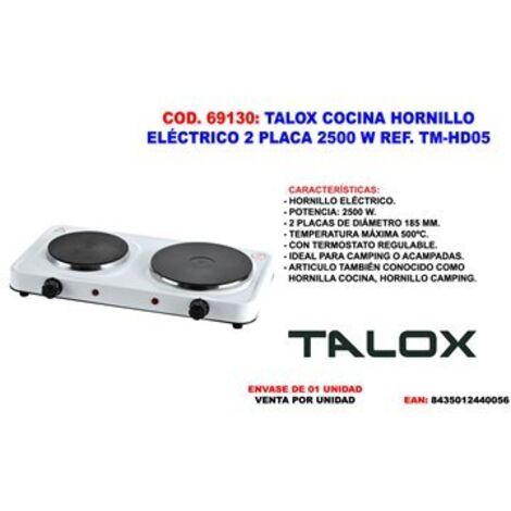 Hornillo eléctrico TALOX de 2 placas 2500 W TM-HD05