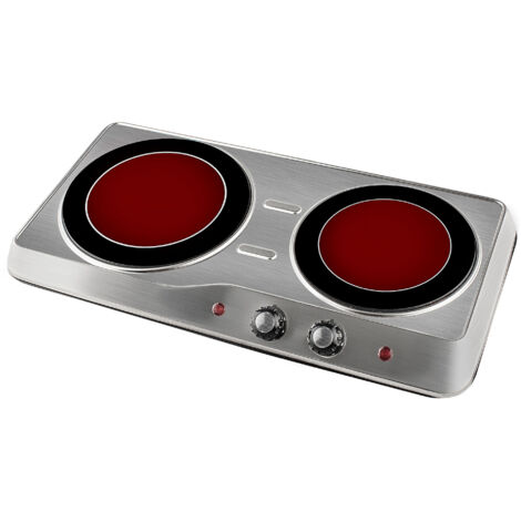 Hornillo Inoxidable Vitrocerámico 2 Fuegos 2000W Kuken