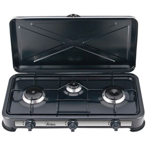 Hornillo poly pool LPG negro 3 quemadores aluminio