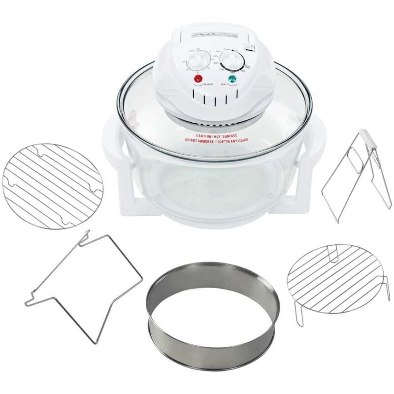 

vidaXL Horno de convección halógeno con anillo de extensión 1400W 17 L - Blanco