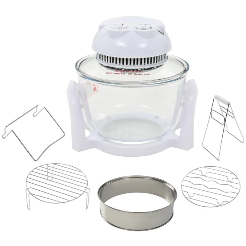

vidaXL Horno de convección halógeno con anillo de extensión 800 W 10 L - Blanco