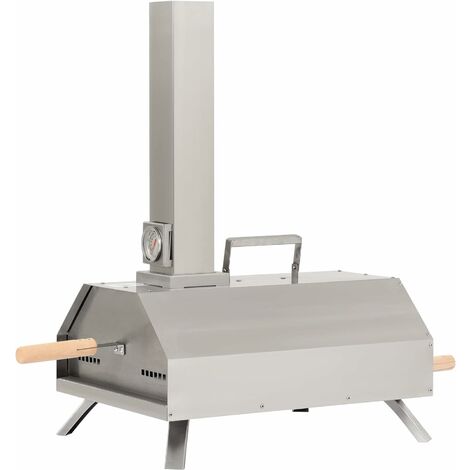 Horno de pizza al aire libre, Horno de pizza de Acero Inoxidable a leña para jardín/patio, Briquetas de Pizza de Estufa de Pellets de Carbón con Piedra de Pizza de 11 Pulgadas + Termómetro Incorporado - Acero inoxidable