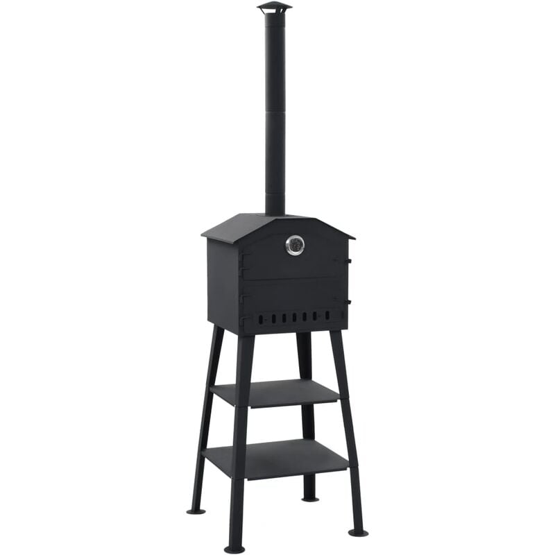 

vidaXL Horno de pizza exterior carbón 2 piedras de arcilla reflectaria - Negro