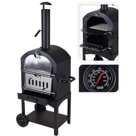 Horno de pizza en barbacoa negro ProGarden - Negro