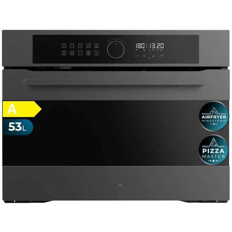 Cecotec - Horno Eléctrico Empotrable Multifunción de 53L Bolero Hexa AF314500 Matt a. 2900W, 11 Funciones con Airfryer Master, Pizza Master, Steam