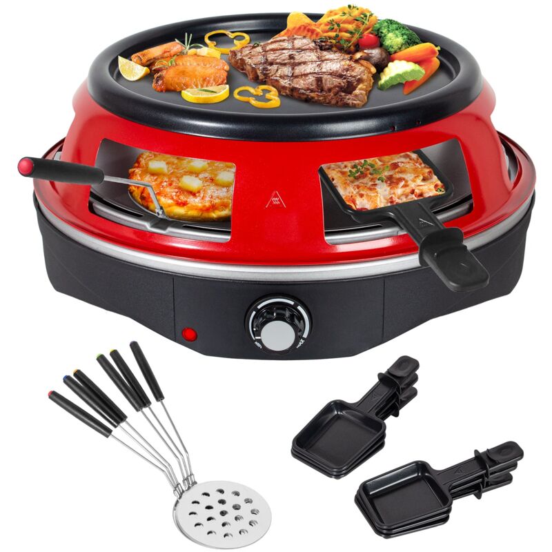 Todeco - Horno para Pizza Eléctrico 3 en 1, 1200W, Incluye 6 Mini plato para pizza, 6 Molde para queso, bandeja para hornear, Horno de pizza para