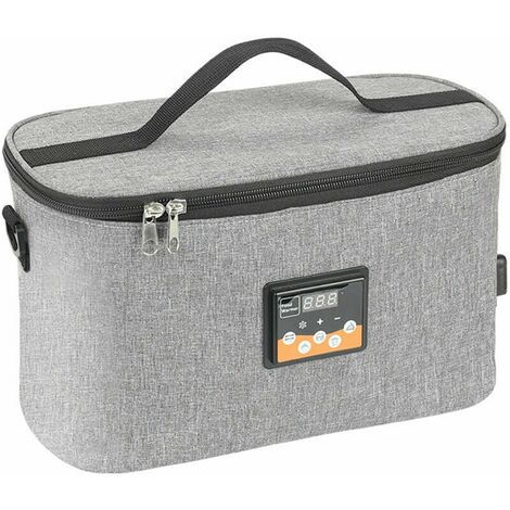 Horno portátil 12V Calentador de comida para automóvil Mini, lonchera Calentador de automóvil eléctrico para viaje por carretera Camping Picnic Oficina Gris