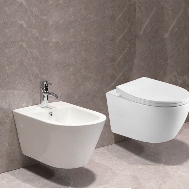 Horow - salle de bains suspendue sige de toilette et bidet,siège softclose