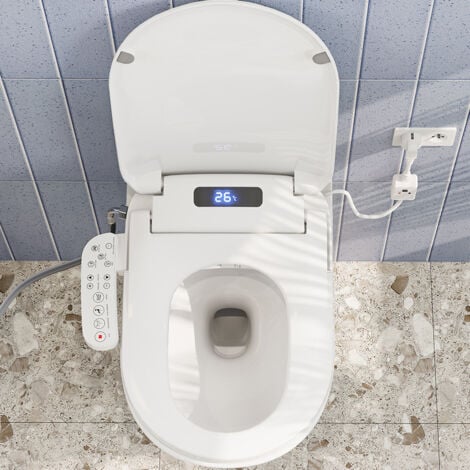 HOROW Siège de toilette intelligent avec fonction douche, veilleuse, séchage à l'air chaud, température et pression d'eau réglables
