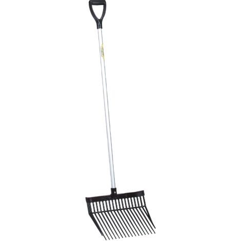 Horquilla para estiércol Kerbl Aubiose (horquilla de bola con mango, ancho 30 cm, mango de aluminio, púas elevadas lateralmente, horquilla para estiércol)