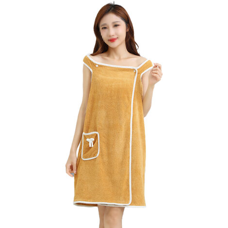 Hors épaule portable serviette de bain Wrap femmes absorbant l'eau plage Spa Gym peignoirs Slip robe kaki