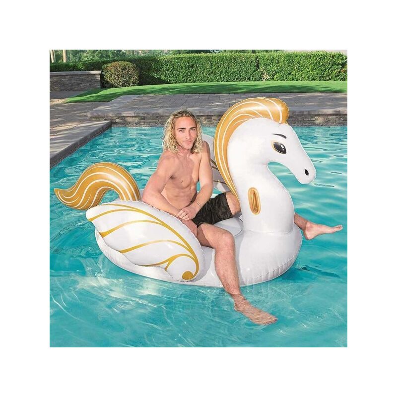 Pegaso De Moda Caballo Gigante Montable 231 X 150 Cm Unicornio Blanco