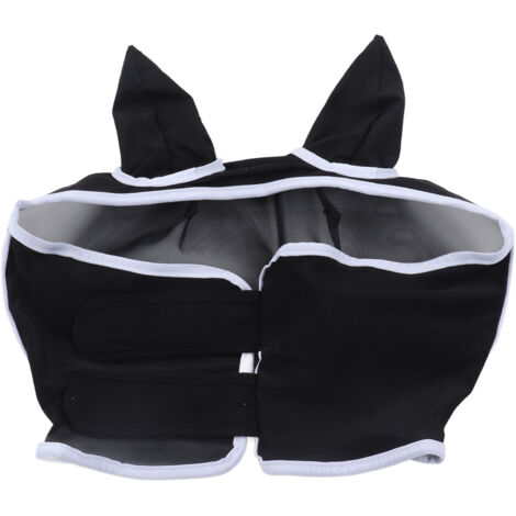 Horse Fly Mask Breathable Comfortable Soft Fine Mesh Design Horse Face Mask Horse Supplies with Ears Black