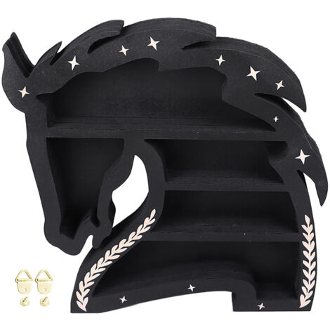 Horse Shape Wooden Crystal Display Shelf Decorative Wooden Crystal Wall Floating Shelf for Living Room Bedroom