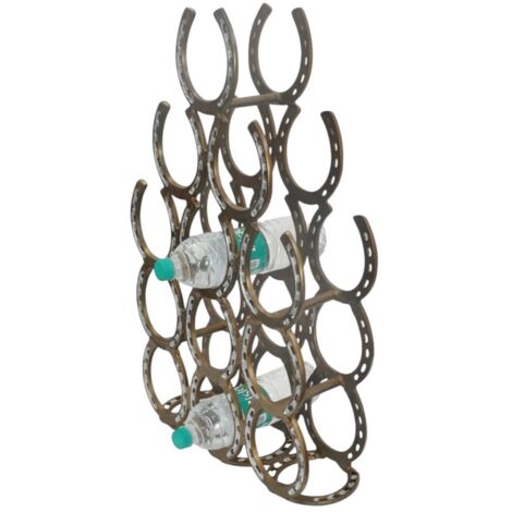 Horseshoe 12 Bottle Wine Rack - Antique Brass - L14 x W40 x H65 cm