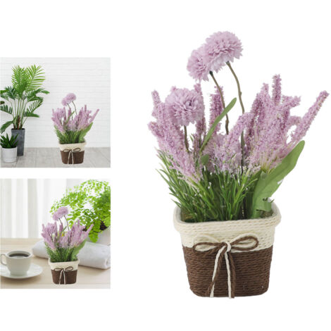Hortensia artificial de color lavanda en maceta, planta artificial de plástico realista y ecológica para el hogar, restaurante u oficina, 10,5 x 10,5 x 8 cm.