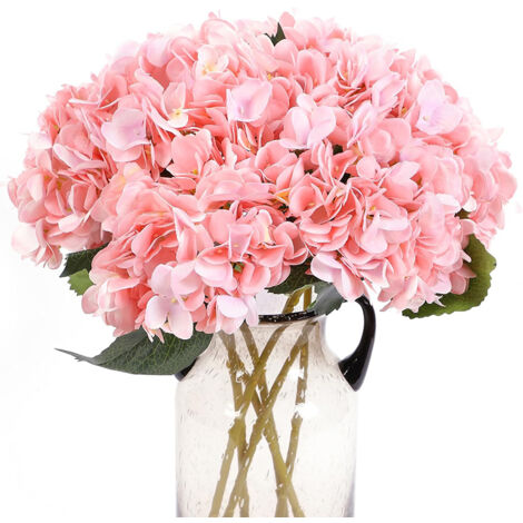 Hortensias Artificiels, Rose, Lot De 5, Bouquets Décoratifs Pour La Maison, Les Mariages Et Les Fêtes, Décoration D'intérieur