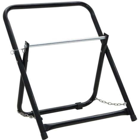 Hose Reel Cart 48 cm 45 kg Black Powder-coated Steel vidaXL