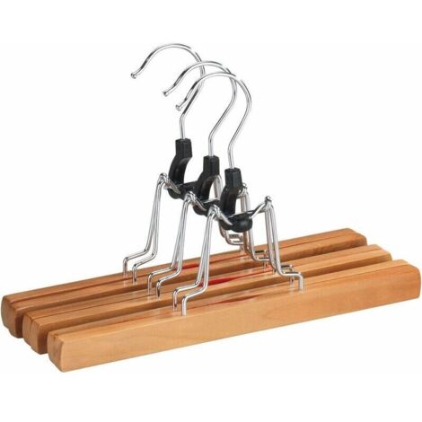 Hosenbügel aus Naturholz – 3er-Set, 25 x 17 x 2,4 cm, Braun