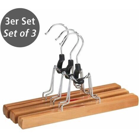 Hosenbügel aus Naturholz – 3er-Set, 25 x 17 x 2,4 cm, Braun