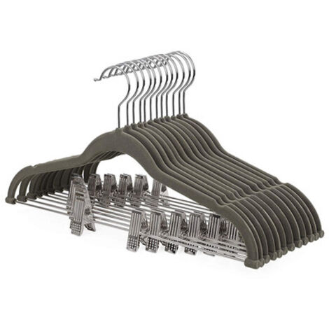 Hosenbügel, grau, 10er-Set, Samt, 42,5 cm lang, mit Verstellmöglichkeit