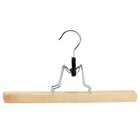 Hosenbügel mit Clips, rutschfestes Holz und Naturmaterial, schwarz, 30 x 16 x 2 cm, einzigartiges Design, 1 Stück