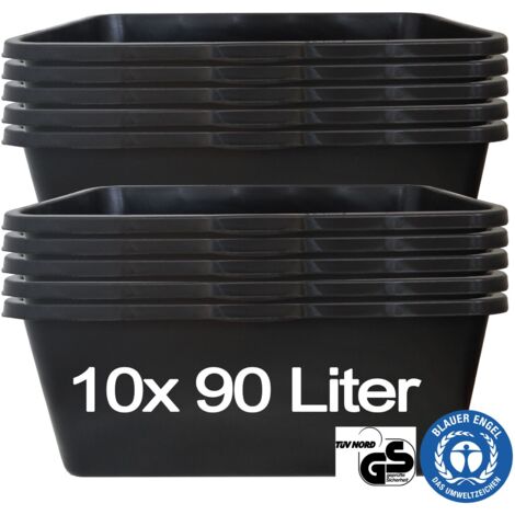 Hossi's Wholesale – 10 Stück Mörtelwanne 90 Liter für Baustelle, Haushalt, Garten, Industrie UVM. – Mörtelkübel für Mörtel, Beton, Schutt & Baustoffe – extrem Stabiler Baueimer mit verstärktem Boden