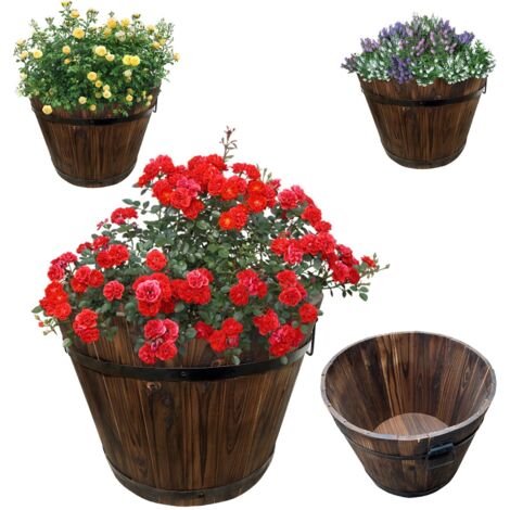 Hossi's Wholesale Holz Pflanzkasten Pflanzkübel Kräuterbeet Pflanzkübel Pflanzentopf Balkonkasten Holzkübel Dekokasten Dekokübel Größe L = 38,5cm - Höhe 30cm