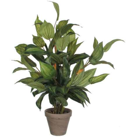 Hosta Artificiel Vert En Pot Gris