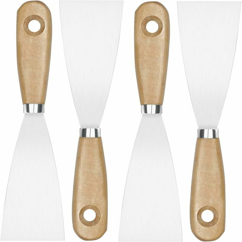 Hot Air Gun Accessories, Coating Spatula, 4 Pieces Paint Scrapers with Wooden Handle, Paint Knives for Wallpaper and Walls