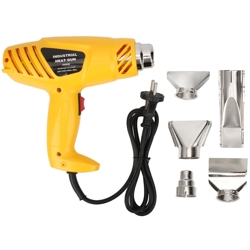 Sunxury - Hot Air Gun Set abs Material Power Tools with 5pcs Nozzle 2000W J10 eu Plug 250V