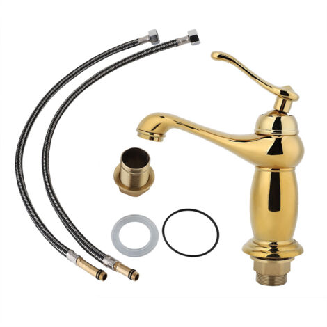 Hot and Cold European Faucet Antique Bathroom Faucet G1/2 (Gold Gourd)