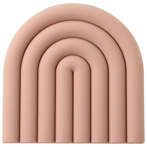 Hot Dishes Trivet Thickened Silicone Rainbow Waterproof Pot Heat Resistant Pad for Dining Room Kitchen Dusty Pink
