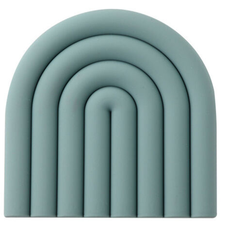 Hot Dishes Trivet Thickened Silicone Rainbow Waterproof Pot Heat Resistant Pad for Dining Room Kitchen Grayish Blue