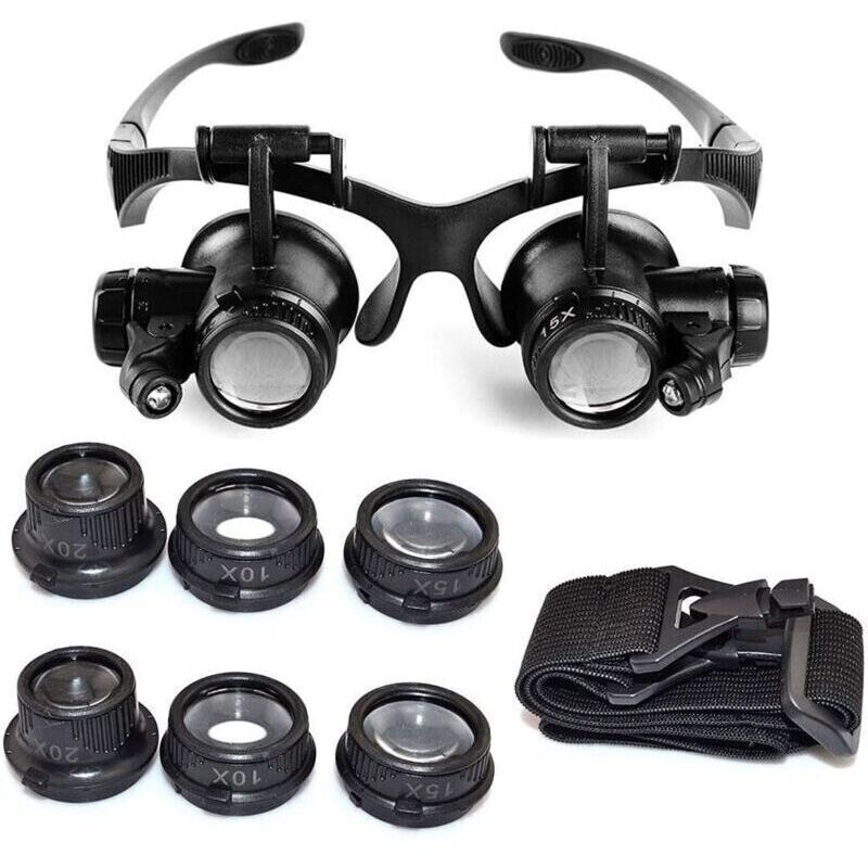Hot Sale - Headband Magnifier, Magnifying Glasses with LED Light, 10x, 15x, 20x and 25x Magnification