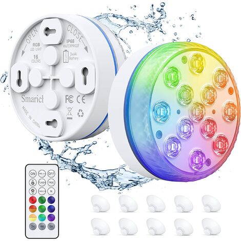 main image of "Hot Tub Lights, Submersible LED Lights with RF Remote, IP68 Waterproof Underwater Pool Light with 13 LED Beads, 16 Colors Bath Spa Lights with Magnets & Suction Cups for Pool, Party (2Pcs)"